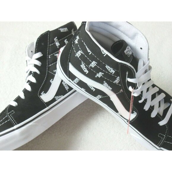 Vans Men's Sk8-Hi Logo Graphic Black True White Canvas Suede shoes Size 11.5 NIB - Picture 4 of 5